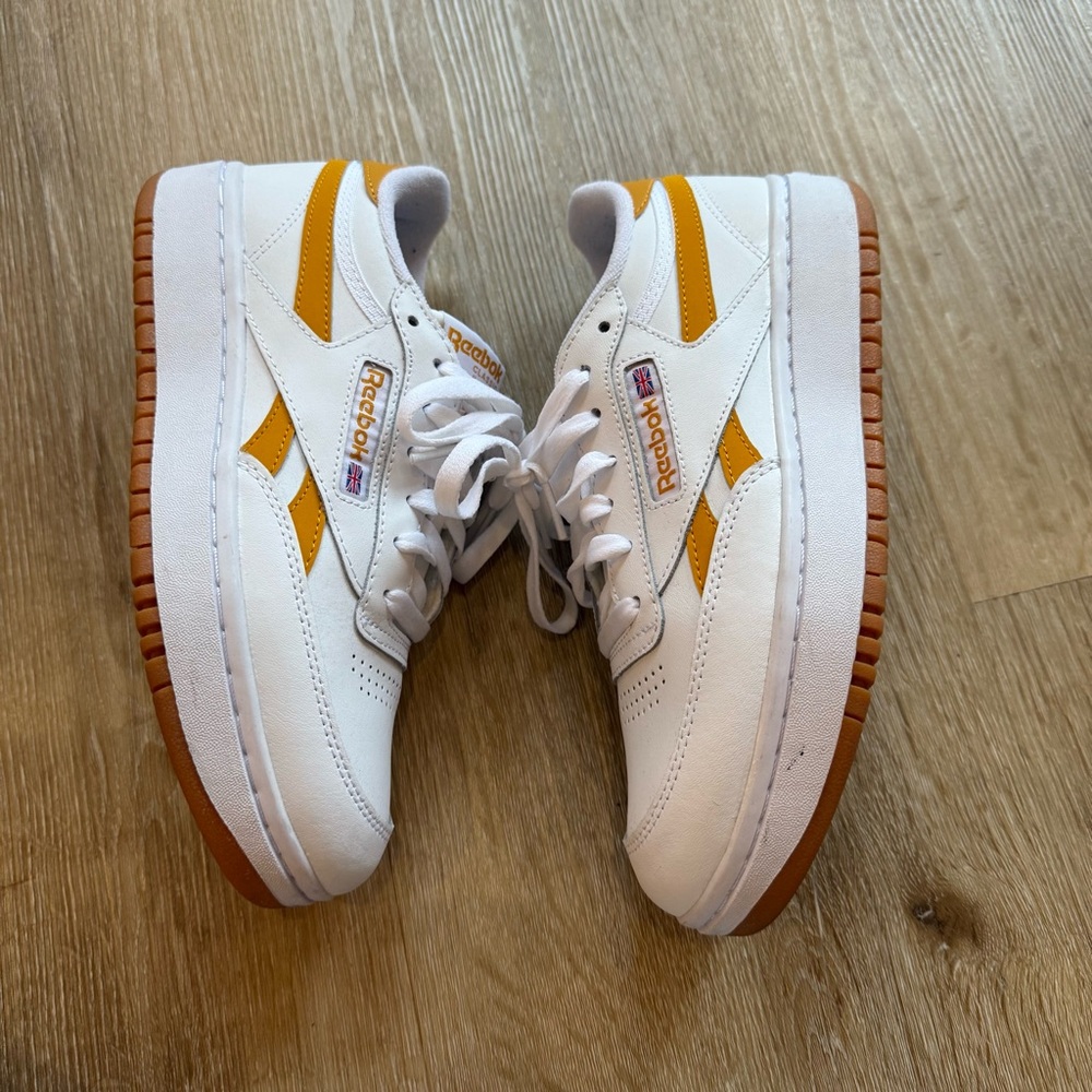 Reebok Club C Double Revenge Sneakers in White/Bright Ochre Women’s Size 8.5